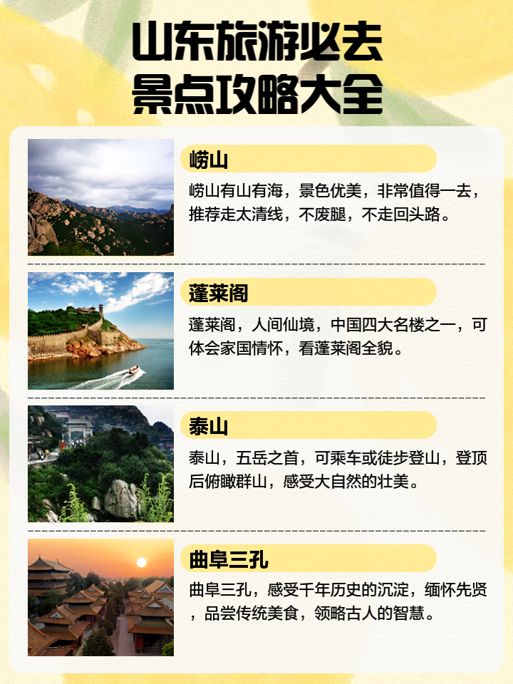 山東旅游景點一覽，美景盡收眼底，山東美景一覽，景點大全與盡收眼底之旅